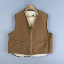 Vintage Carhartt Vest Mens 2XL Brown Canvas Sherpa Lined Zip Up Workwear USA 6SV