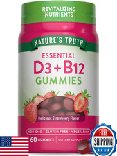 Nature's Truth Vitamin D3  B12 Gummies for Adults  60 Ct Strawberry