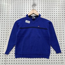 Vintage Tommy Hilfiger Knit Sweater Blue Boys 6 Kids Long Sleeve V Neck Pullover