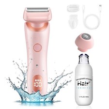3 in 1 Wet Dry Painless Rechargeable Lady Shaver Electric w/Hair Inhibitor