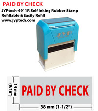 Paid by Check - JYP 4911R Self Inking Rubber Stamp Red Ink