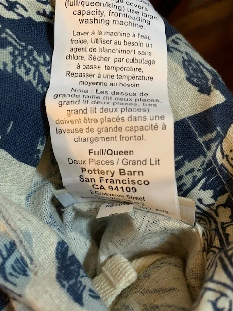 POTTERY BARN ARI ELEPHANT FULL/QUEEN DUVET COVER LINEN BLEND BLUE - Image 2 of 3