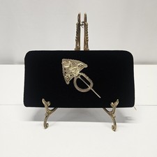 Vintage Evening Bag Handbag Velvet Metal Jeweled Purse Clutch 90s Glam Artsy