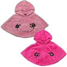 Mädchen Kinder Poncho Schalkragen Pullover Cape Oberteil Kapuze in Rosa und Pink