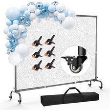 Backdrop Stand with Wheels, Heavy Duty Back Drop Adjustable 10x7.5ft Black