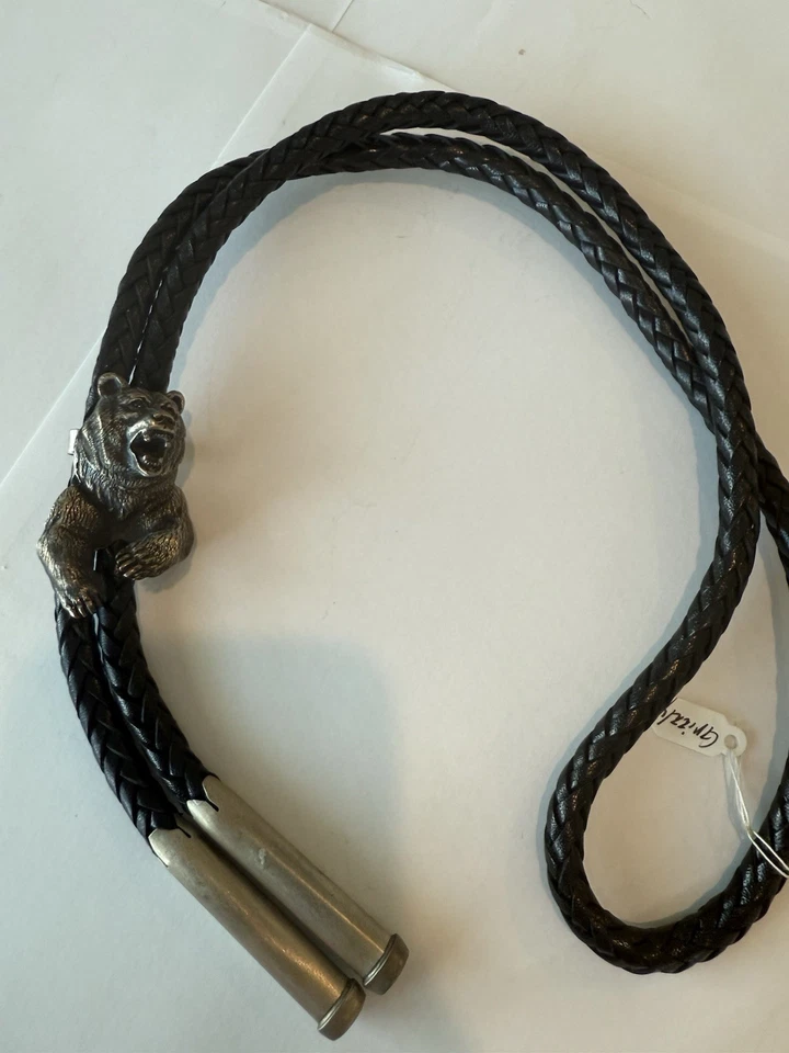 Tony Sánchez Plata Esterlina Oso Pardo Bolo Corbata Ojos de Zafiro 40” Foto 3 de 4