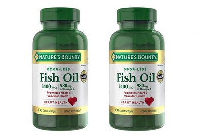 Nature's Bounty Fish Oil 1400 mg, 130 Coated Softgels Pack of 2
