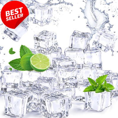 100PCS Clear Acrylic Fake Ice Cubes Vase Filler Decor Props - US