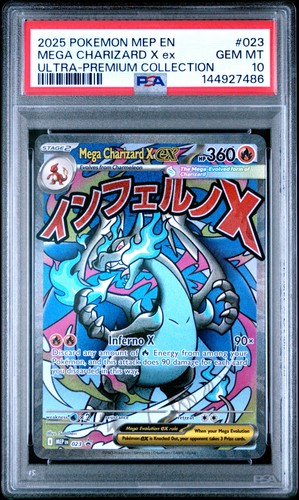 2025 Pokemon Mep En-Me Black Star Promo #023 Mega Charizard X Ex PSA 10