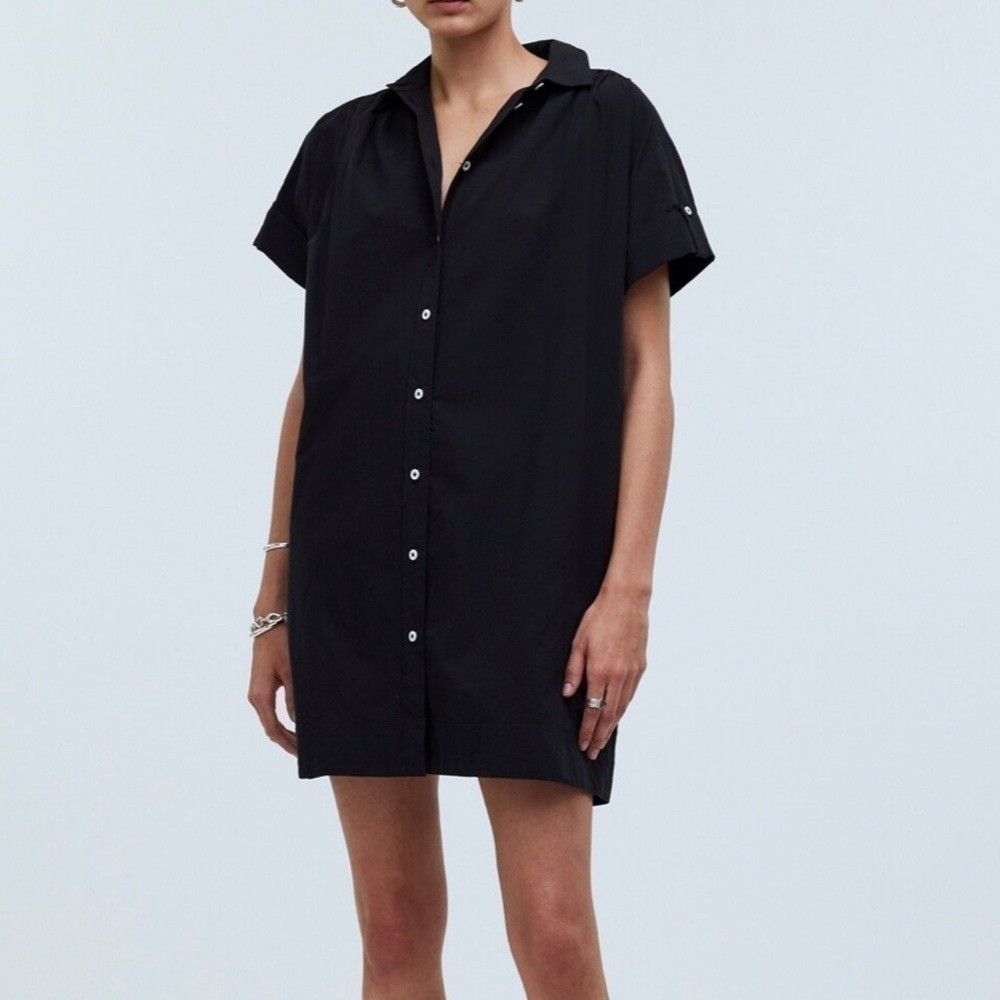 Madewell Collared Button-Front Mini Shirtdress Tr… - image 1