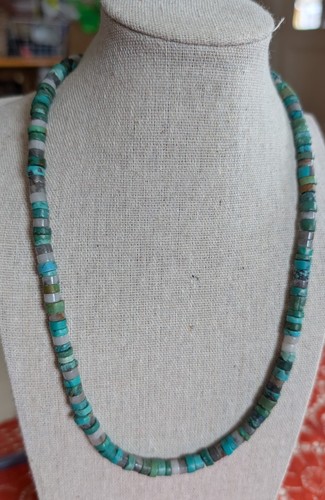 Collar Turquesa 20" Con Extensor Cierre Esterlina Ropa Hombre o Mujer - Imagen 1 de 4