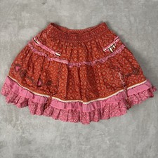 Oilily Baby Toddler Skirt Red Floral Ruffle Elastic Waist Boho 8 Waist