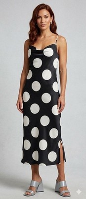 Anne Klein Large Polka Dot Satin Dress Size 14 ( Macys Tag)