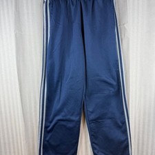 Adidas Boys Navy Blue 3-Stripe Track Pants Medium 10-12 Polyester Sportswear
