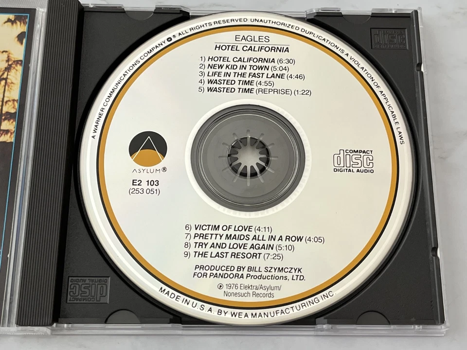 Eagles Hotel California CD EARLY PRESS! Asylum E2-103 Joe Walsh, Don Henley RARE - Image 2 of 4