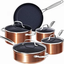 9pc Cookware Set Healthy Duralon Blue Ceramic Nonstick Coated, Diamond Infuse...