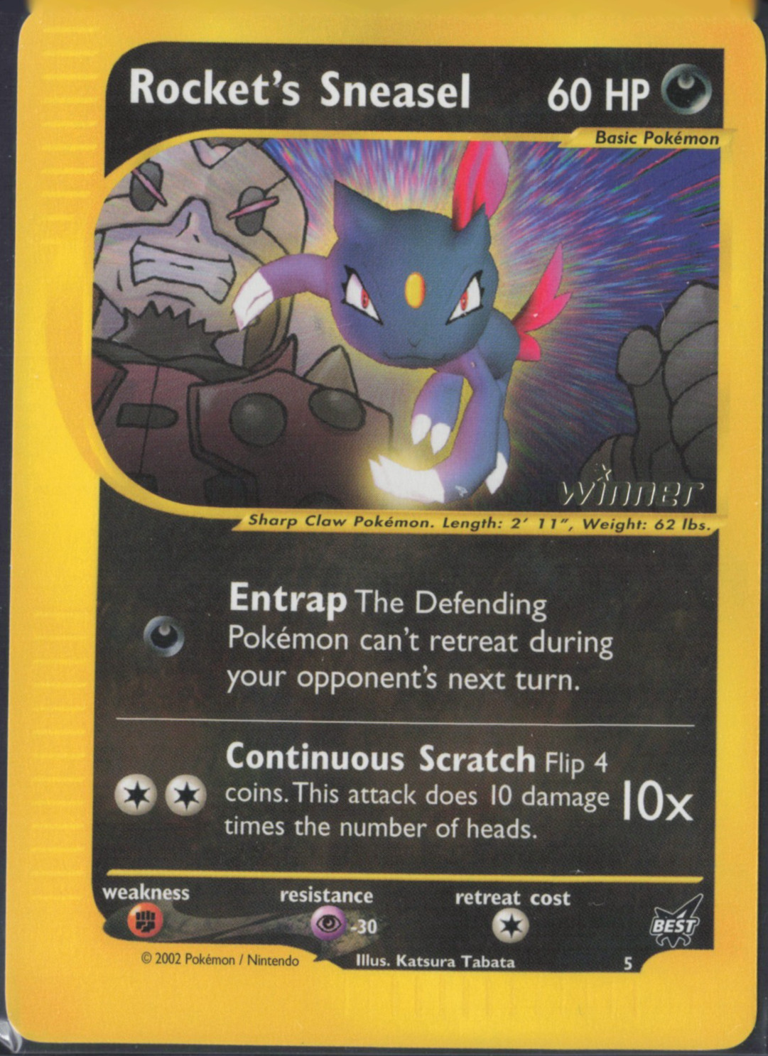 2002 Pokémon TCG | Best of Game Promo | Rocket's Sneasel 5 | WINNER | NM