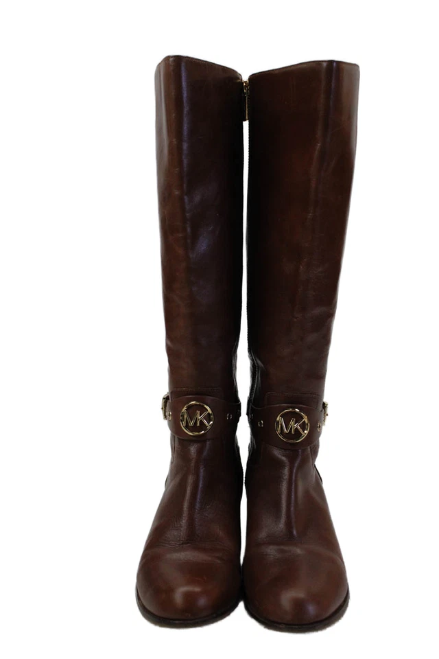 Michael Michael Kors Mujer Cremallera Lateral Tacón Bloque Botas Hasta la Rodilla Marrón Talla 8.5 Foto 2 de 4