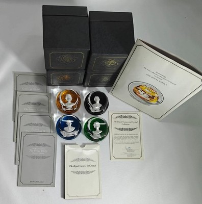 Vintage Boxed Set of Four Baccarat The Royal Cameos In Crystal