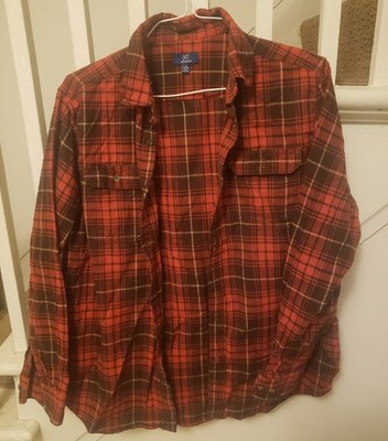 George Men's Long Sleeve Flannel Size XL Red Multicolor