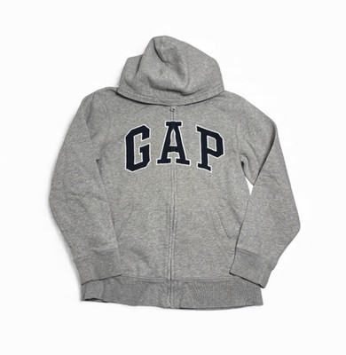 GAP Kids Full Zip Hoodie Gray Logo Size XXL 14 16 Classic Casual Sweatshirt