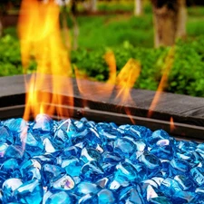 Chilli Cosmos Fire Glass Diamond 1 Inch Fire Pit Glass Rocks for Propane or Gas 