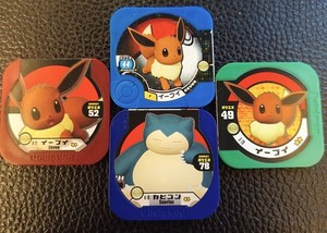 Pokemon Eevee + Snorlax - JapaneseTretta Game Coin Chips - Lot of 4 w/ Holo
