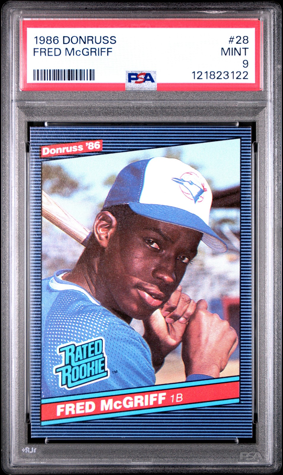 1986 DONRUSS #28 FRED MCGRIFF ROOKIE RC PSA 9