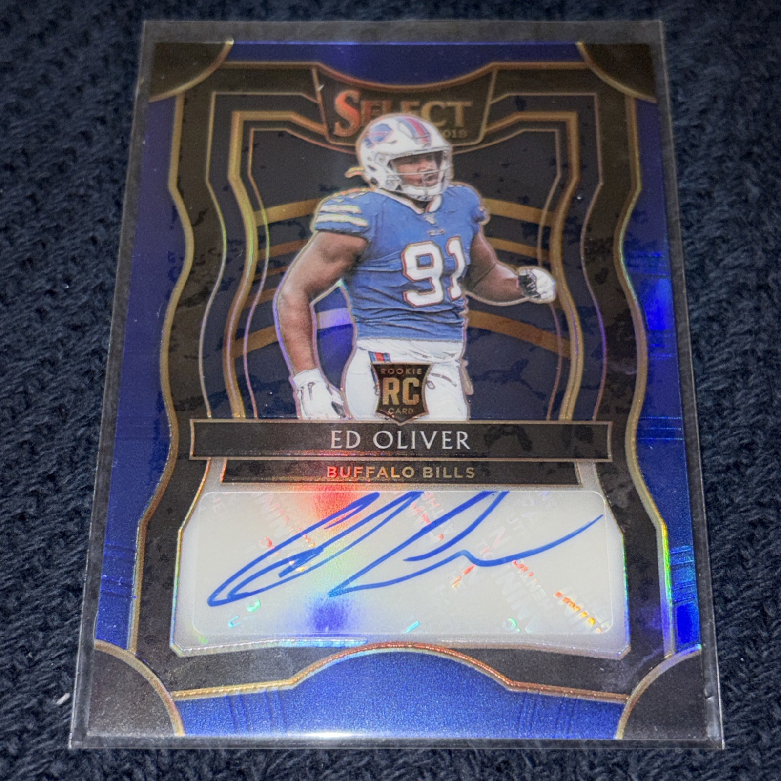 2019 Panini Select Blue Ed Oliver RC Auto Color Match SSP/75 Bills
