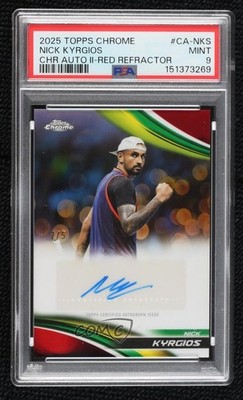 2025 Topps Chrome II Red Refractor 2/5 Nick Kyrgios #CA-NKS PSA 9 MINT Auto 1uc3