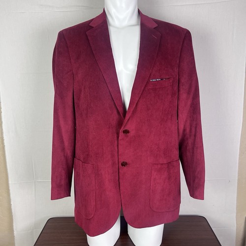 Alan Flusser Men’s XL Blazer Burgundy Solid Sport Coat Jacket Corduroy
