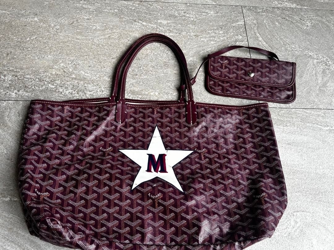 GOYARD Paris Saint Louis PM Marquage Shoulder Tote Bag Bordeaux Herringbone Auth