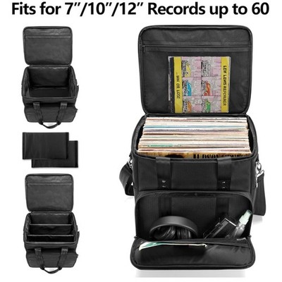 Vinyl Record Carrying Bag with Dividers - Holds 60 LP^-