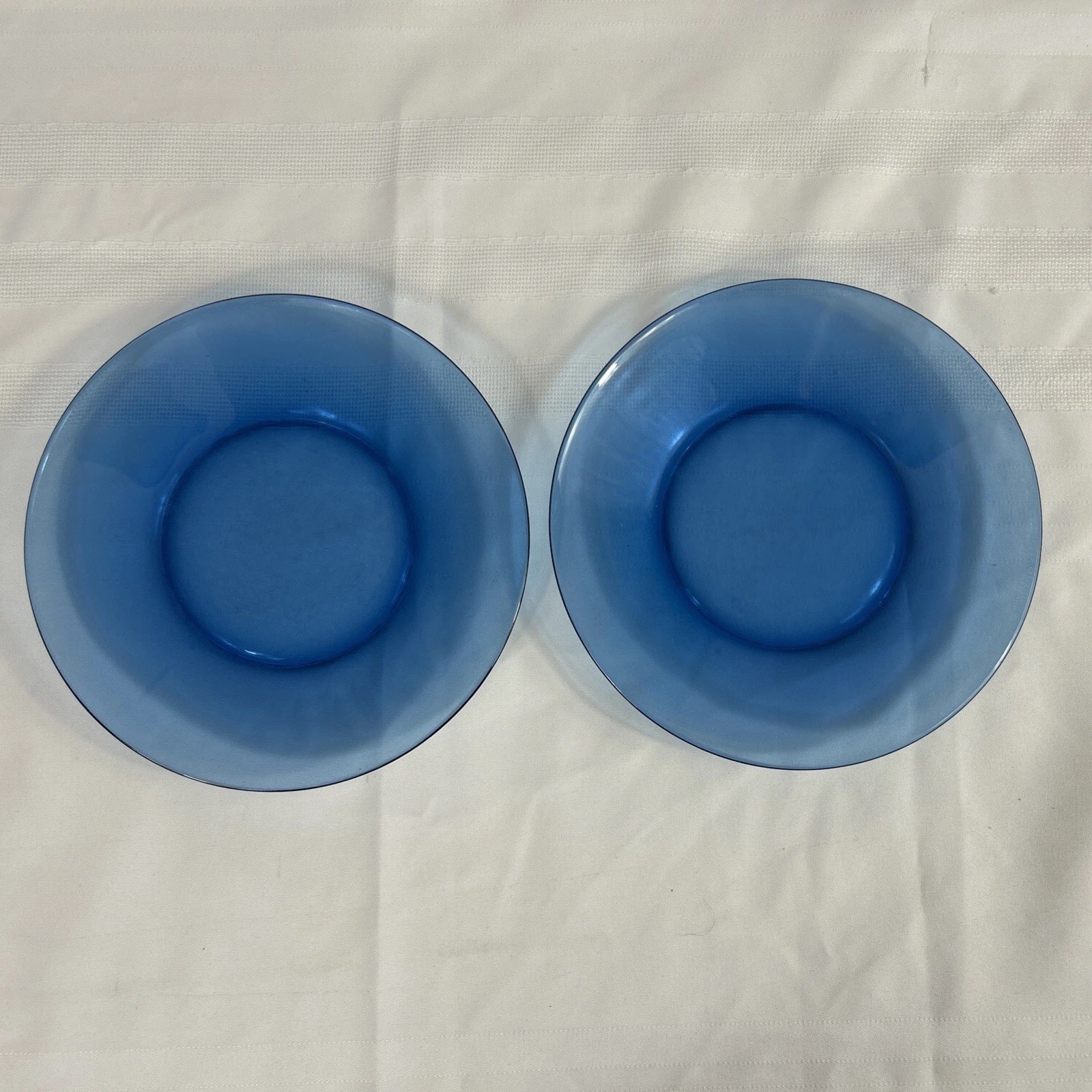 VINTAGE Anchor Hocking Company COBALT BLUE GLASS SALAD PLATES 8” Set Of 2