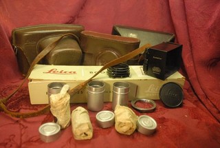 RARE LOT LEICA LEITZ CAMERA ACCESORIES CASES HOOD FILM HOLDER HOOD END MORE