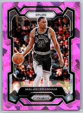 Malaki Branham 2023-24 Panini Prizm Prizms Pink Ice #270 San Antonio Spurs