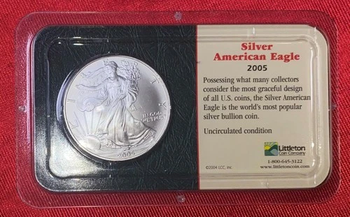 Littleton Coin Company 2005 BU American Eagle 1 oz .9993 Silver Coin Uncirculate