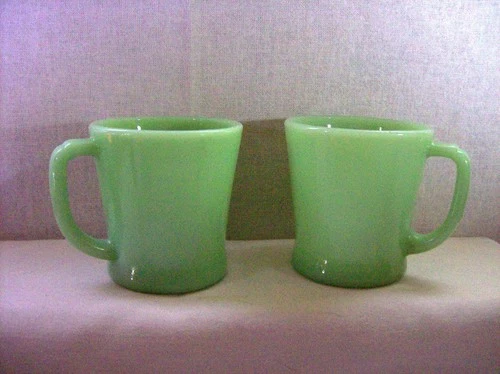 VINTAGE FIRE KING GREEN JADEITE COFFEE/TEA MUGS - OVEN WARE - ANCHOR HOCKING
