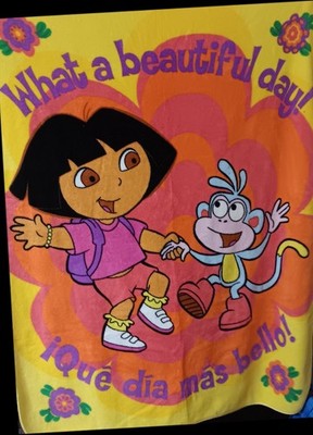 Vintage Dora the Explorer Boots Blanket 50” X 60” Y2K What A