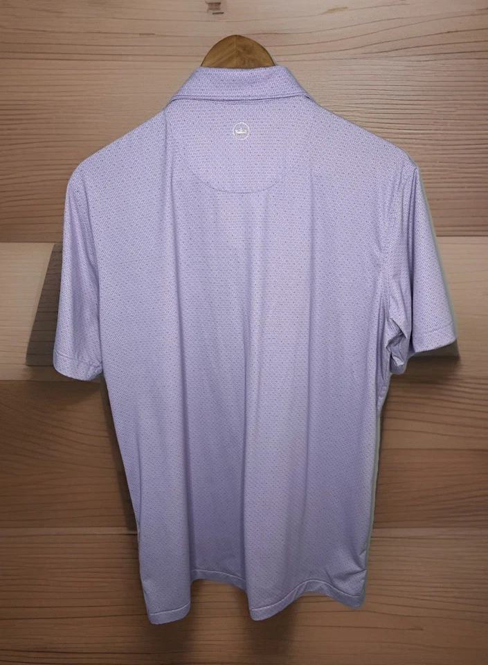 Peter Millar Crown Crafted Golf Polo Men’s Medium Purple Geometric Print S/S - Image 2 of 4
