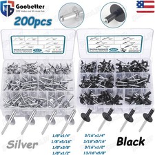 Pop Rivets Assortment Kit 1/8" 3/16" 1/4" Aluminum Large Flange Blind Rivets Set