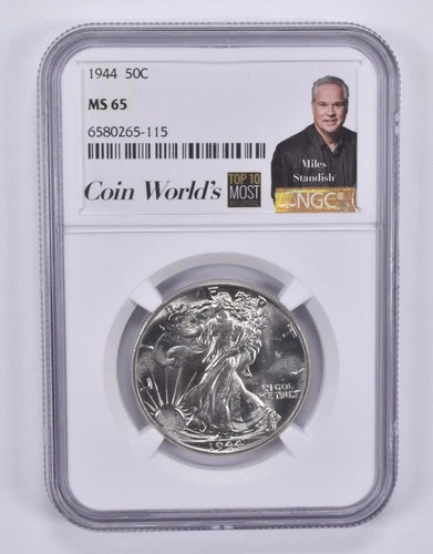 1944 Walking Liberty Half Dollar 50c MS65 NGC Miles Standish Label *5722