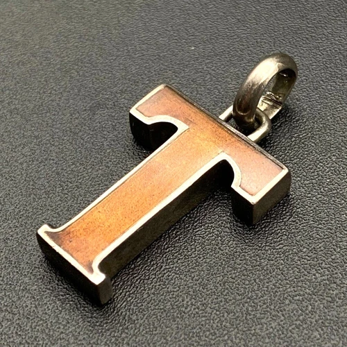 Ciondolo Vintage Gucci Smalto Lettera T Argento Sterling