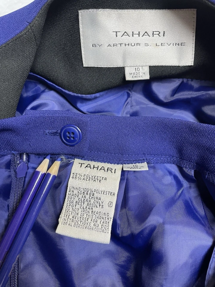 Traje Falda Tahari ASL Talla 10 Se Ajusta Como 6 Conjunto de Dos Piezas Falda Larga Brillante VINT Foto 2 de 4