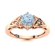 March Aquamarine Gemstone 925 Silver Statement Solitaire Easter Gift Ring