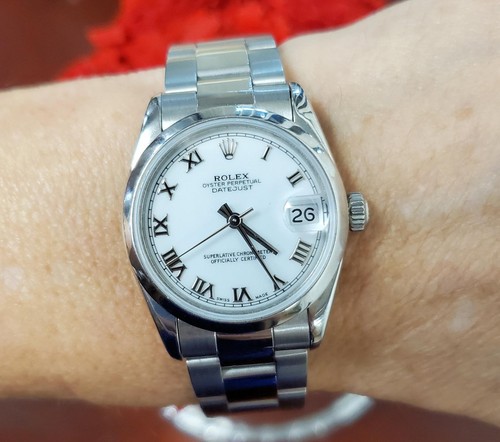 31mm 1997 Rolex Datejust 68240 White Roman Dial Oyster Quick S...