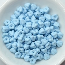4x6mm Bell Flower Powdery Light Blue, 30 Beads Czech Glass