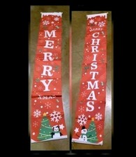 Merry Christmas Outdoor Sign Banners Heavy Duty Fabric Rollable 72" x 12" 2 Pk