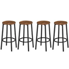 Bar Stools, Set of 4 Bar Chairs, Kitchen Round Height Stools with Footrest, B...