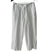 Vintage GAP Pants Womens 6 White 100 Linen Cropped Wide Leg Natural Breathable